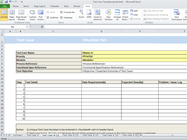 test plan excel template